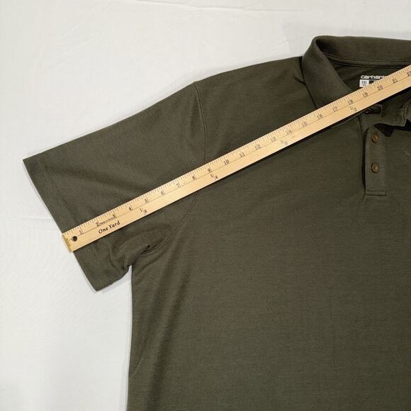 Carhartt Polo Shirt Mens XL Green Loose Fit Pocket Workwear Outdoor Classic - Picture 5 of 9